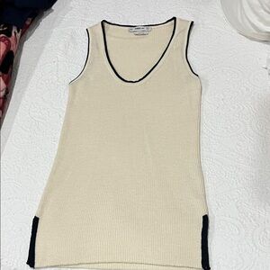 Zara Cream Tank Top with Black Edges